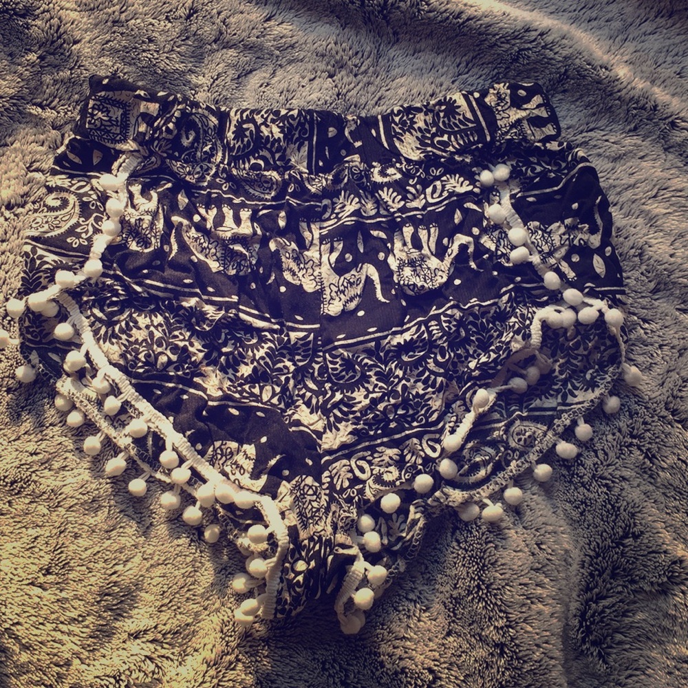 Soft shorts with pom pom detail